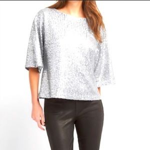 GAP Silver Sequin Kimono Sleeve Top S/M